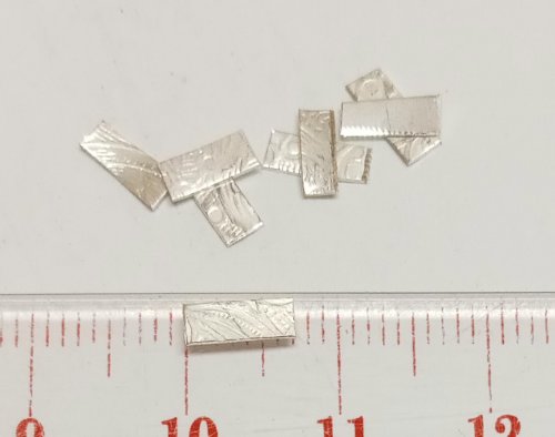 Judy Larson's Broken  AKA Bits and Pieces Dish Jewelry - , Metalwork, Filing, Finishing, Tumbling, Tumble, Tumbling Jewelry, Butane Torch, Soldering, Solder, Design, use the strips to approximate the distance between links